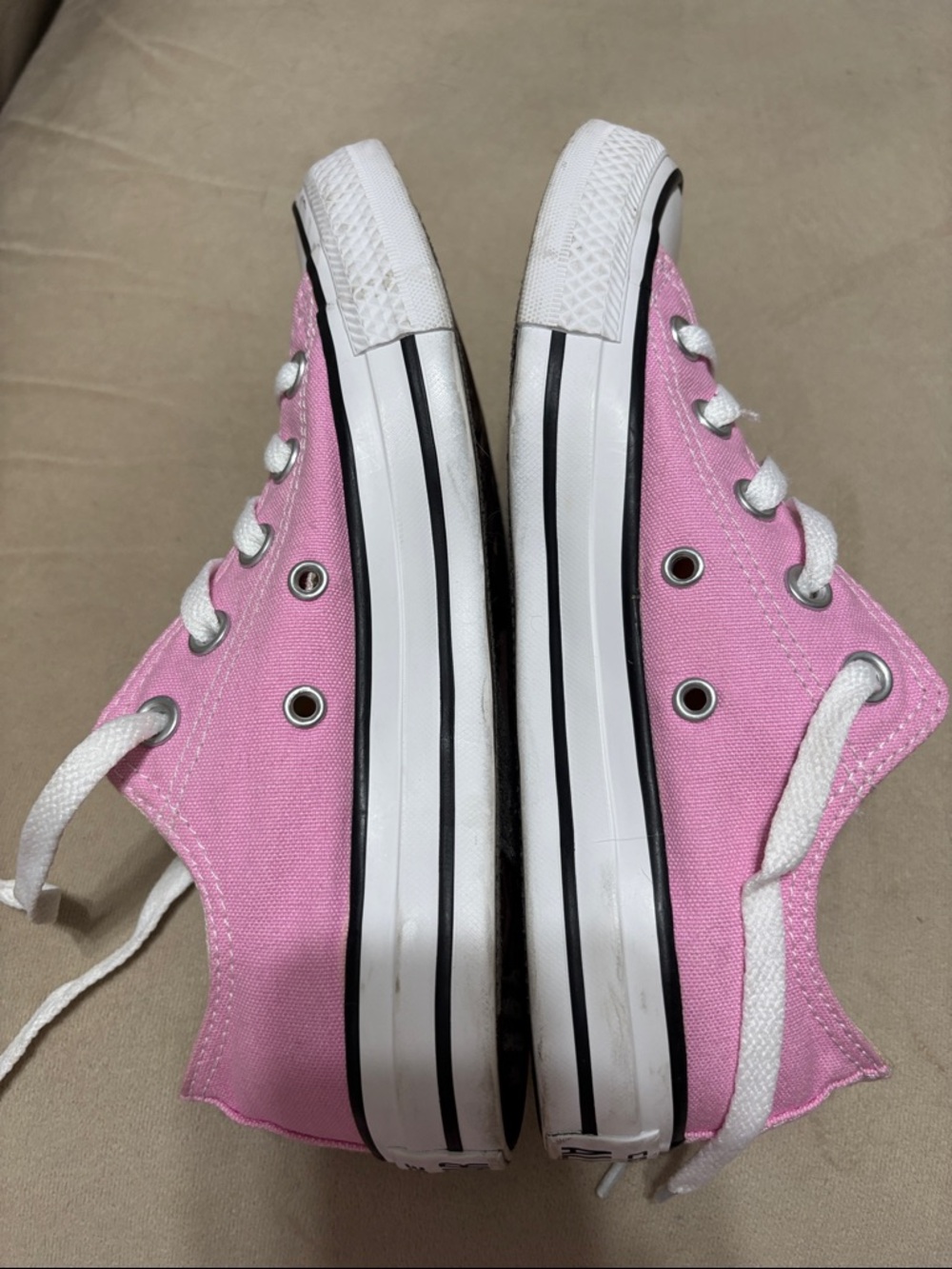 Converse All Star Low Top Sneakers in Pink & White - Picture 8 of 9